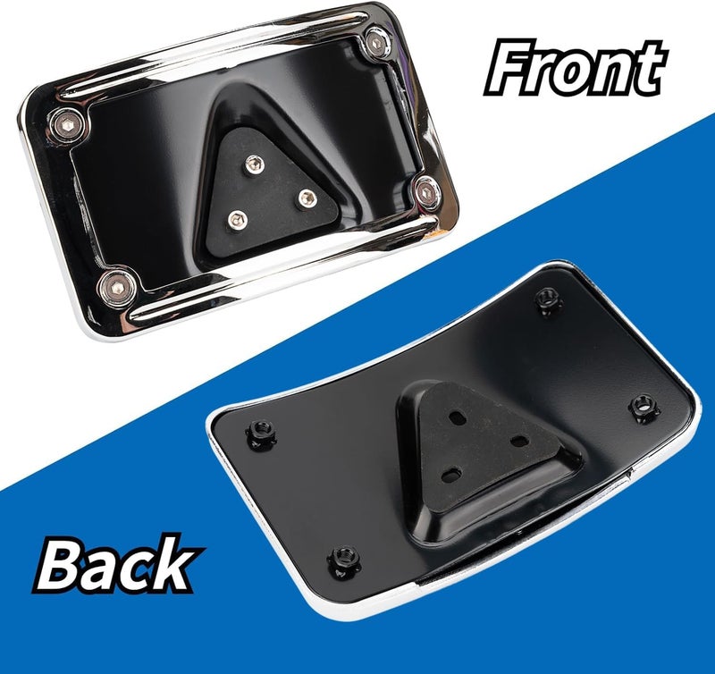 SoCiMa 9171 Curved Laydown License Plate Mount with Frame Compatible with Harley Davidson 3 Hole Mount (Silver) - Image 4